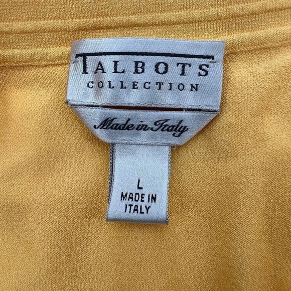Talbots Collection Yellow V-Neck Collared Short Sleeve Blouse Size Large Women’s - Picture 3 of 7
